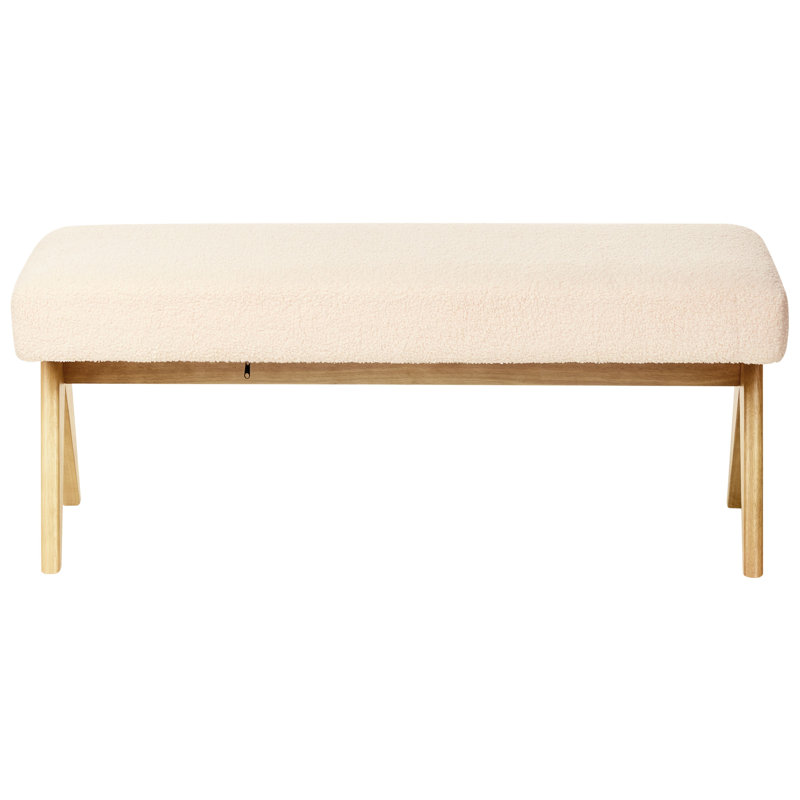 Bench Drumheller Boucle, Light Yellow Wood, White