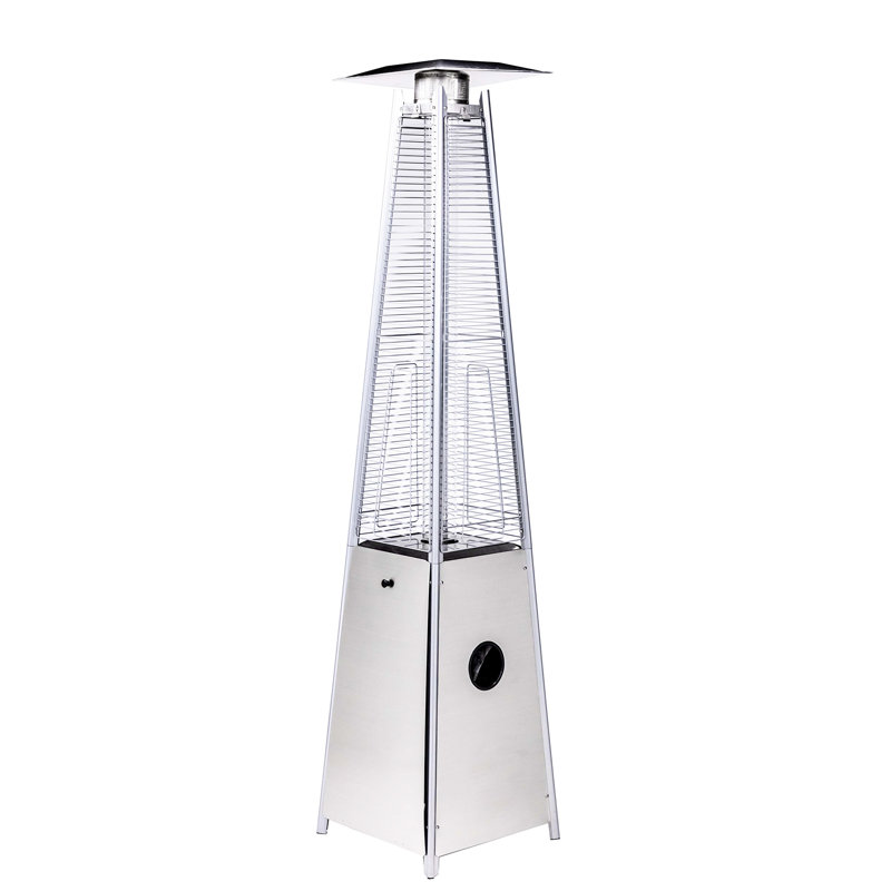 40000Btu Stainless Steel Patio Heater, Quartz Glass Tube Feature, Visual Flame Fascination, Thermocouple , Wheels For Transporting