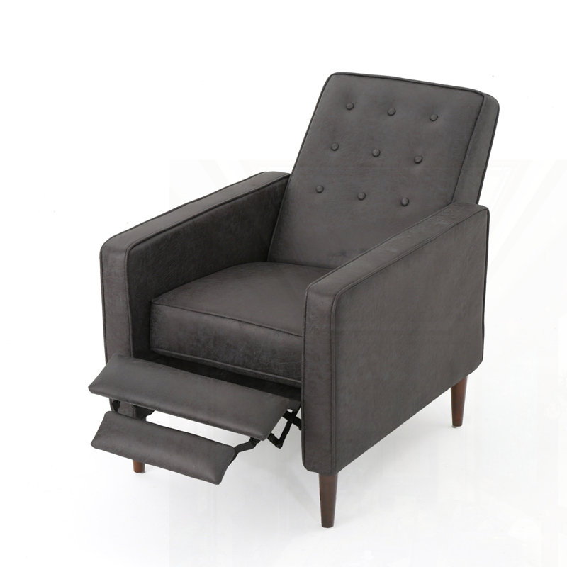 Mid-Century Modern Recliner Pushback chair, Slate