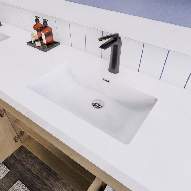 Ensemble de meuble-lavabo mural double 84 po Batoul Spring, Chêne blanc
