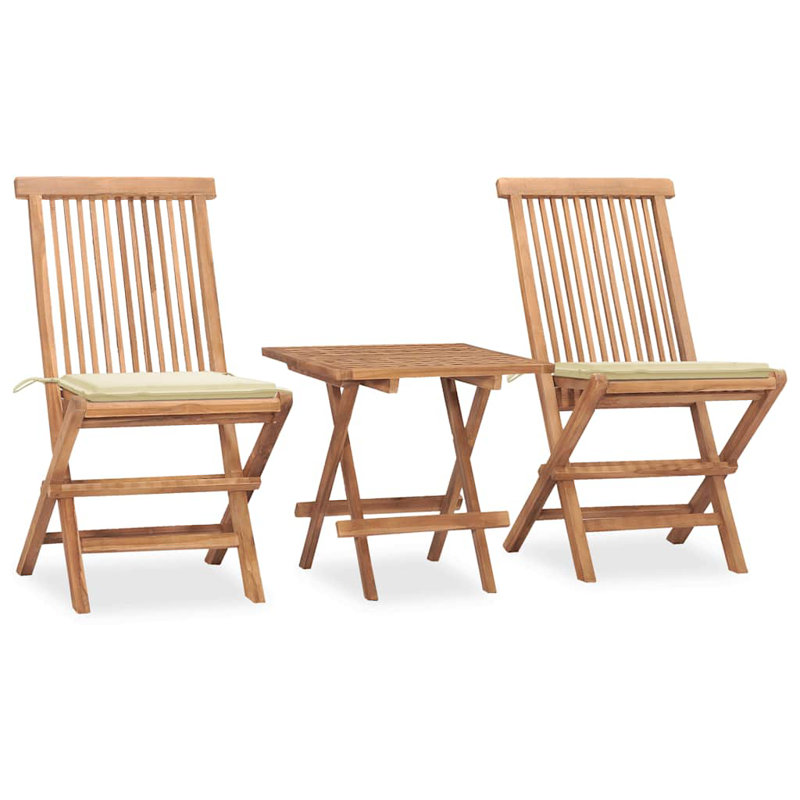  Ensemble repas d'extérieur pliable en teck, Beige, Brun