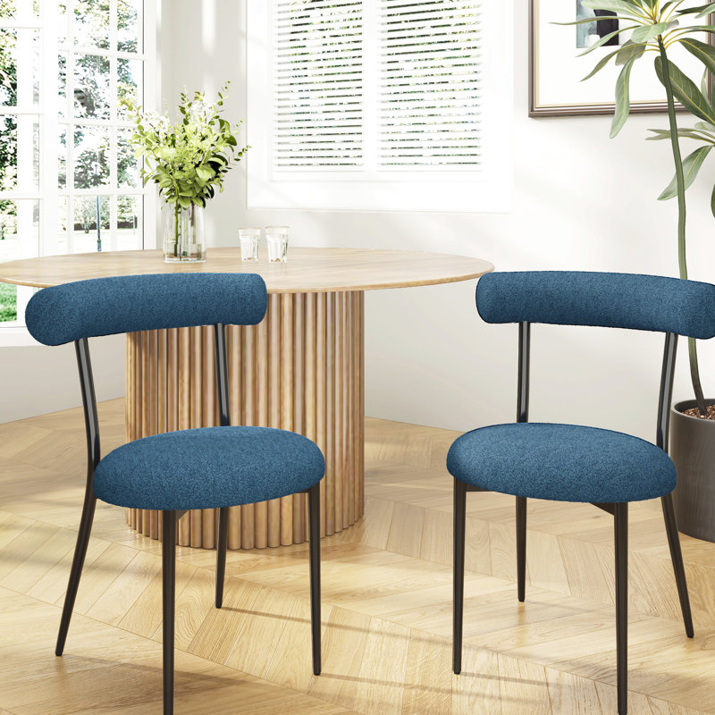 Chaises de salle à manger en tissu bleues (2) - structure en métal fabriquée à partir de 2, revêtement, structure, style moderne, 22,75 po x 24,25 po