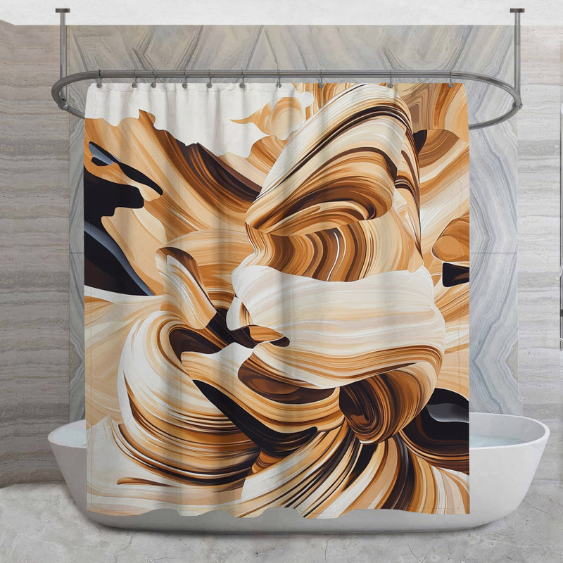 Rideau de douche Swirl - Décoration de salle de bain abstraite contemporaine, H 84 po x l 70 po