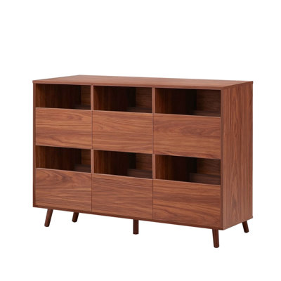 Grand tourne-disque de 44,1 po, support de table tournante Mid-Century, table de joueur rétro avec rangement spacieux