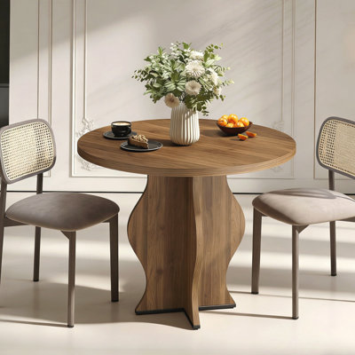 Table de salle à manger compacte 31,5 pouces pour les petits espaces, style campagne moderne avec plateau durable et base piédestal stable