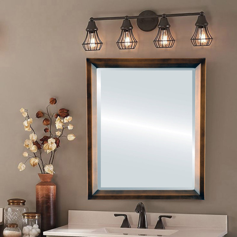Meigs Wood Flat Wall Mirror, 18" x 14", Sunset Gold