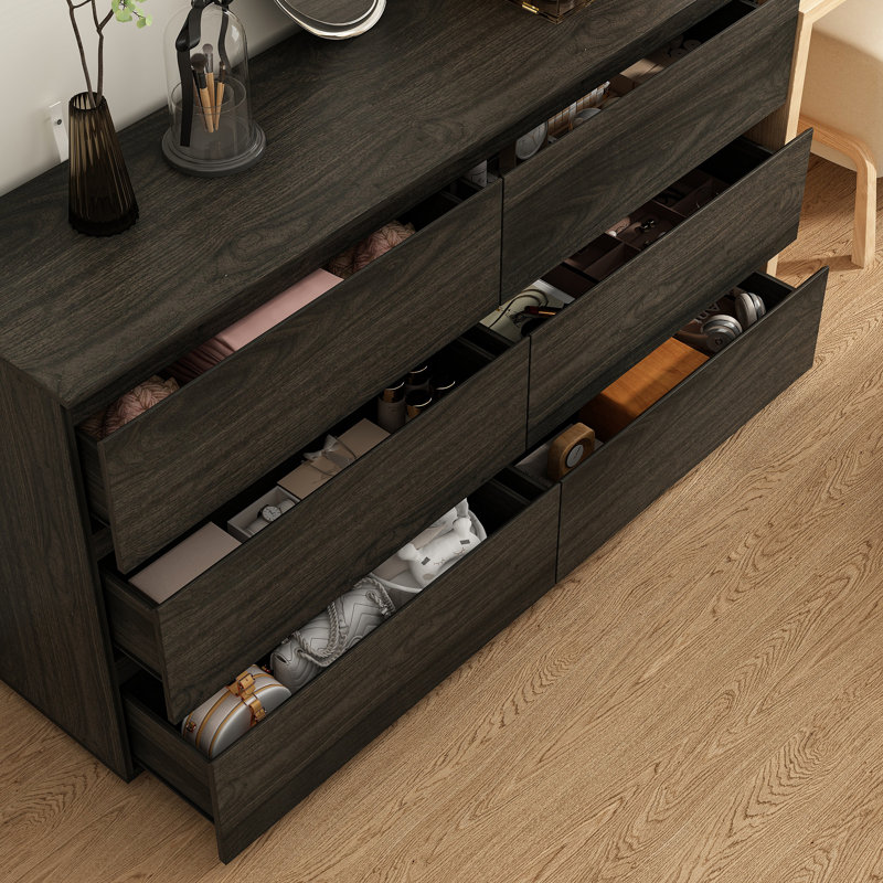 Anastasiya 59'' W 6 - Drawer Dresser, Dark Brown