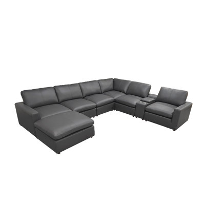 Roeher Top-Grain Leather Large Seating Modular Sectional