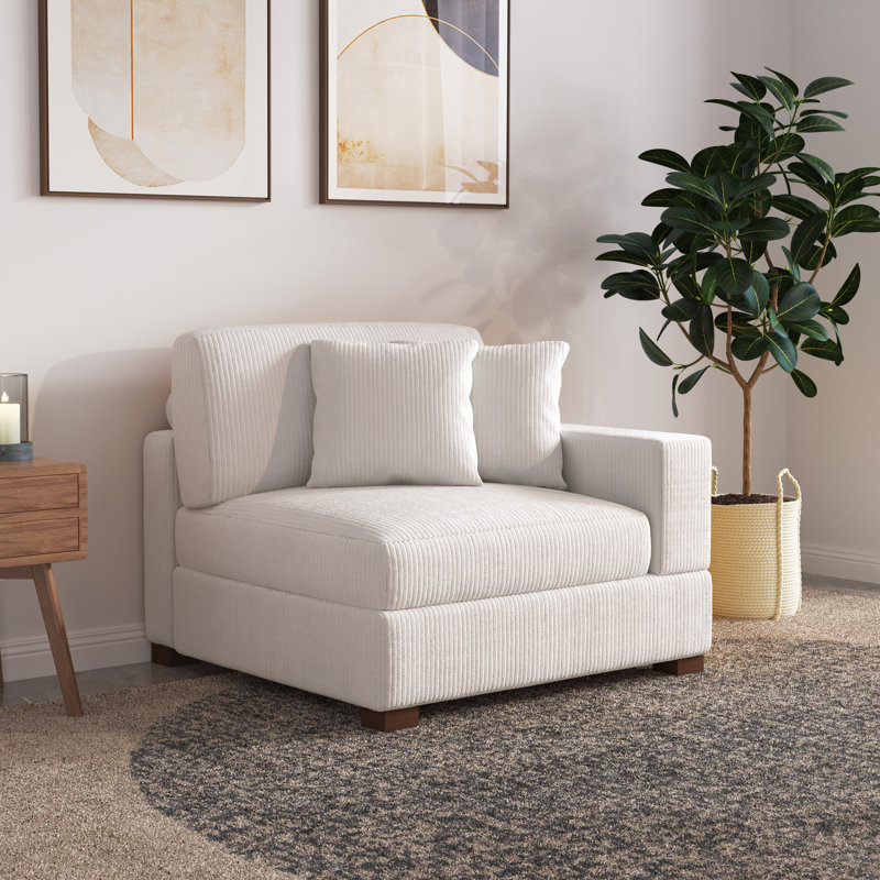 Milbrey 104.1Cm Wide Armchair, Beige Corduroy