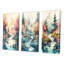 «Colored Mountains And River», 3 pièces sur toile-471109734-471109737