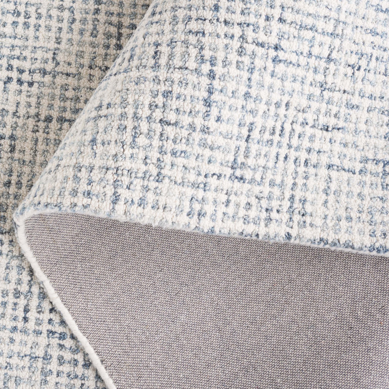 Martha Stewart Hand Tufted Wool Cotton Rug in Ivory/Blue, Rectangle 5' x 8'