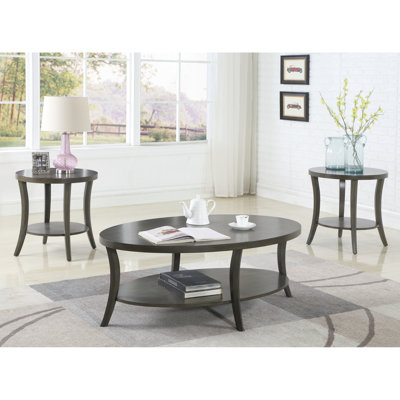 Table basse et tables de bout Chic Gray - contemporaine avec tablette ovale en bois