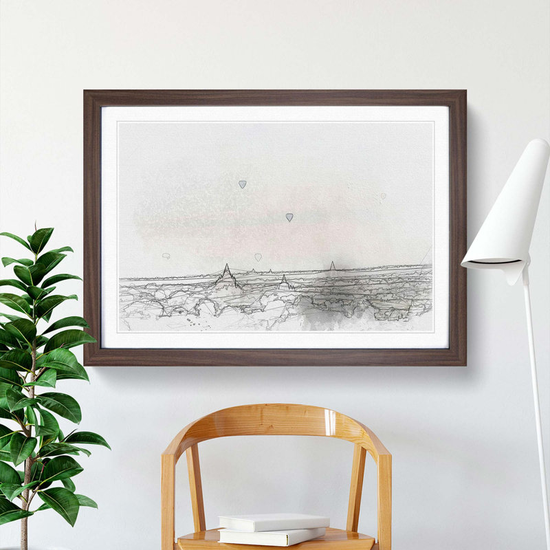Hot Air Balloons over Myanmar in Abstract - Picture Frame Graphic Art Print, Walnut Framed, 36cm H x 48cm W x 2cm D
