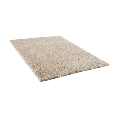 Super Soft Polyester Shag Area Rug, Cream, 7' x 5'