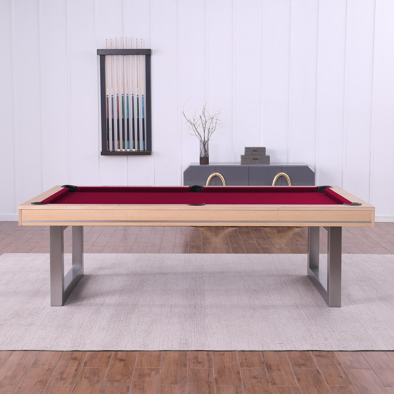 Table de billard en bois massif Harmony, 8 pi, Bourgogne, Chêne Naturel