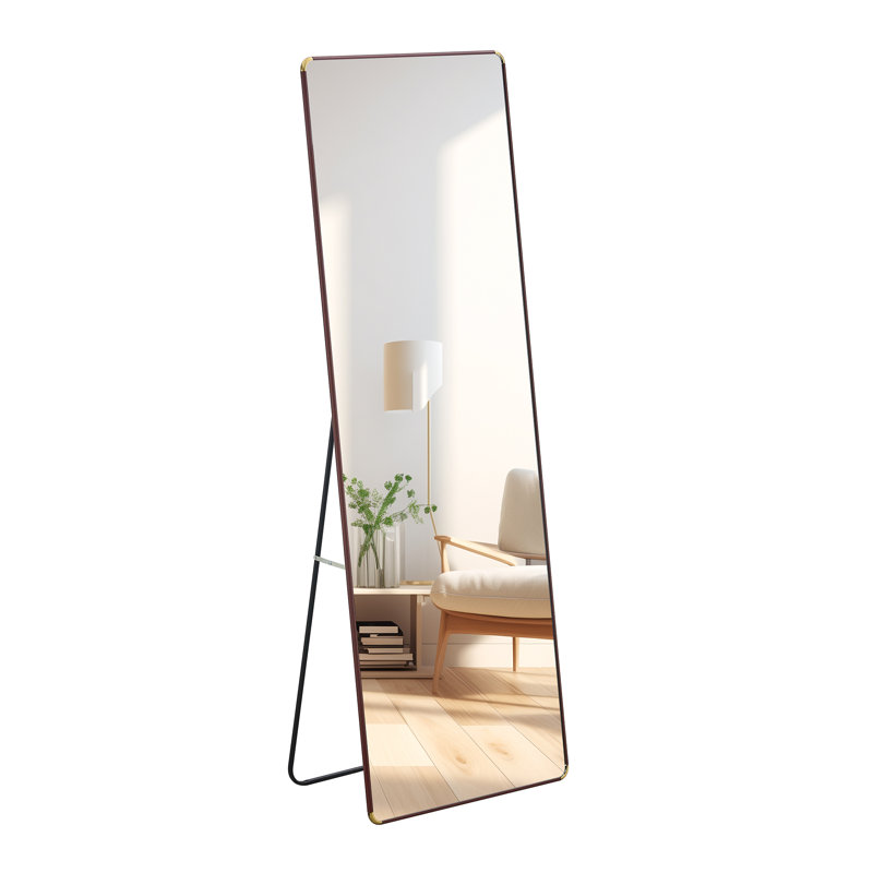 Kalianne Wood Rectangle Mirror, Dark Brown, 65" H x 23.2" W