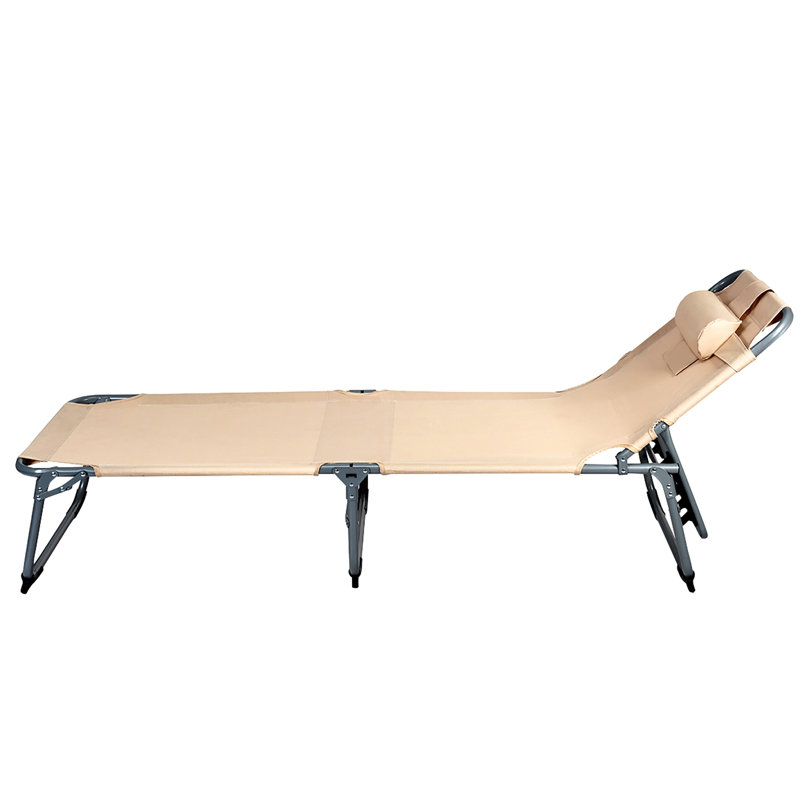 Saenz Outdoor Rust-Resistant Metal Chaise Lounge, Beige
