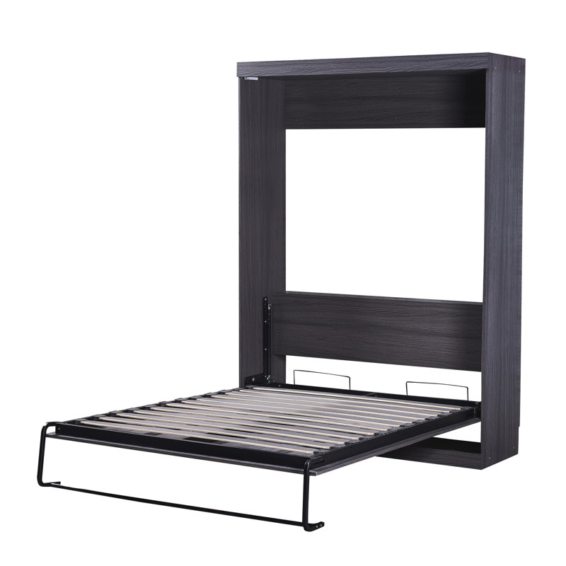 Lit pliant gris avec garde-robe et tiroirs, Lit double