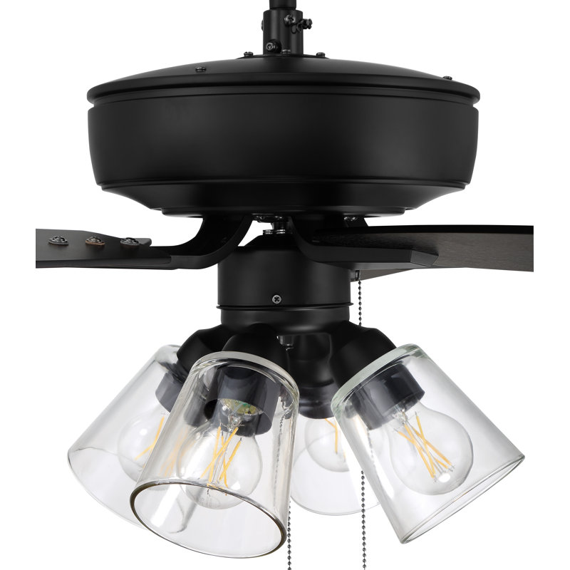 52'' Ceiling Fan with Light Kit, Flat Black