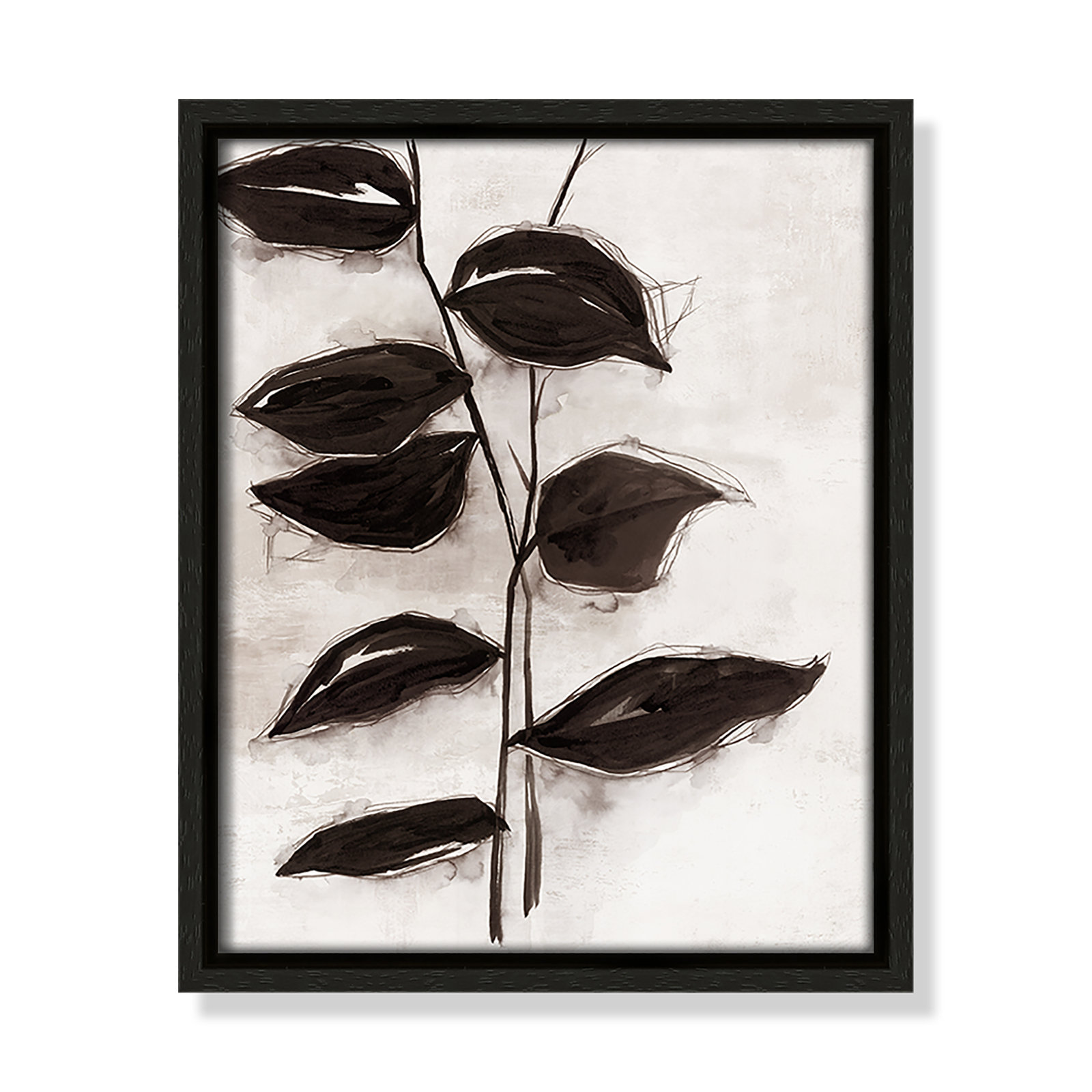 Leaves I by Eva Watts, 11.5" H x 9.5" W x 2" D, Espresso Framed