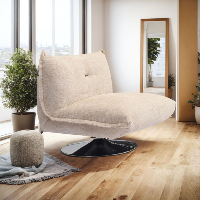 Fauteuil d'appoint pivotant large 31,5 po Prattsburgh, Polyester beige