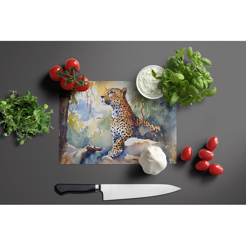 Leopard Glass Cutting Board Large