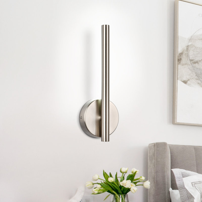 Kempinski Integrated LED Wrought Iron Wallchiere, 6000K, 13.7" H x 4.72" W x 2.8" D, Brushed Nickel