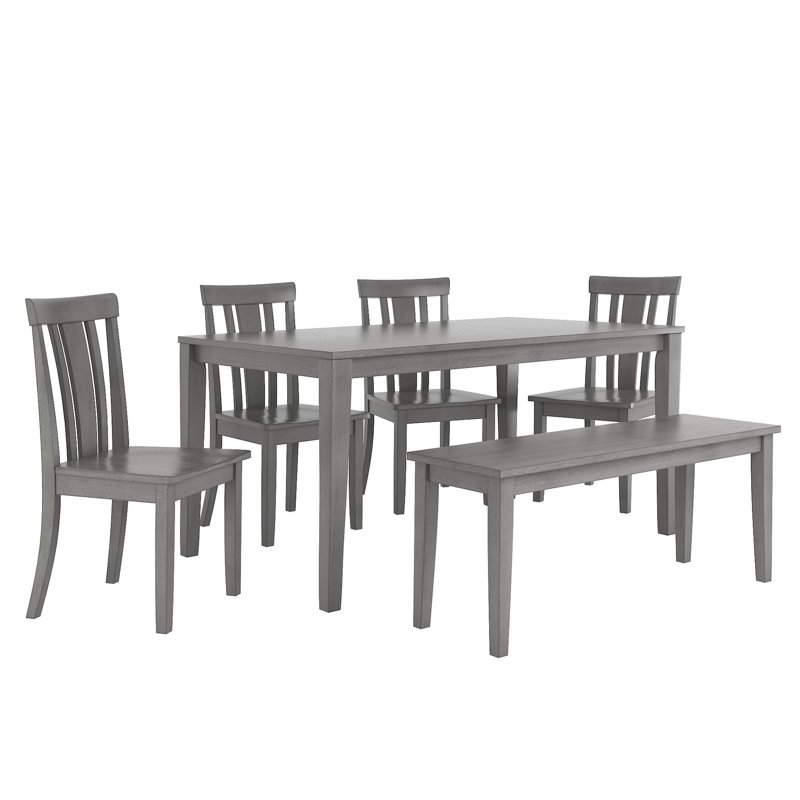 Ensemble de salle à manger à 4 pieds en bois massif Alexa-Mae, Gris antique
