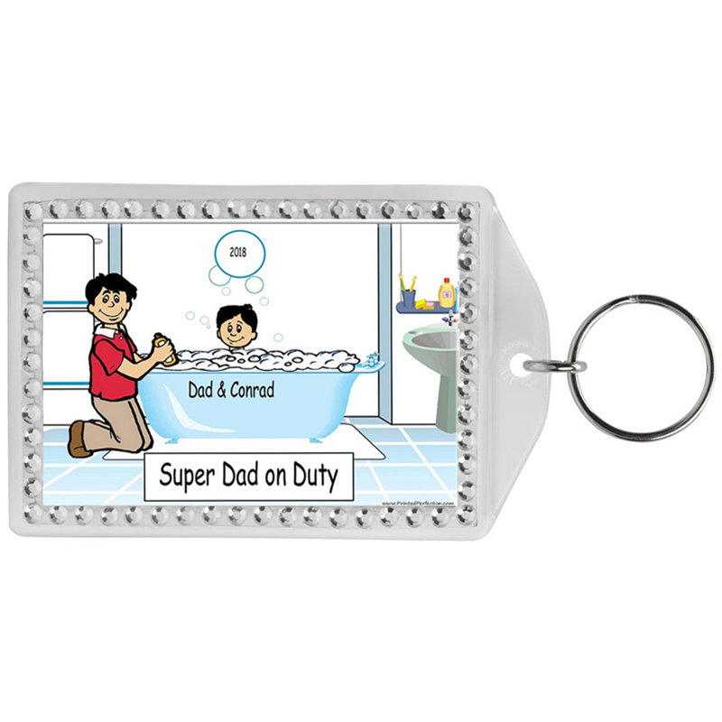 Porte-clés personnalisé en forme de strass bordeaux avec nom personnalisé That Toon Tub Time 1 boy, Oui