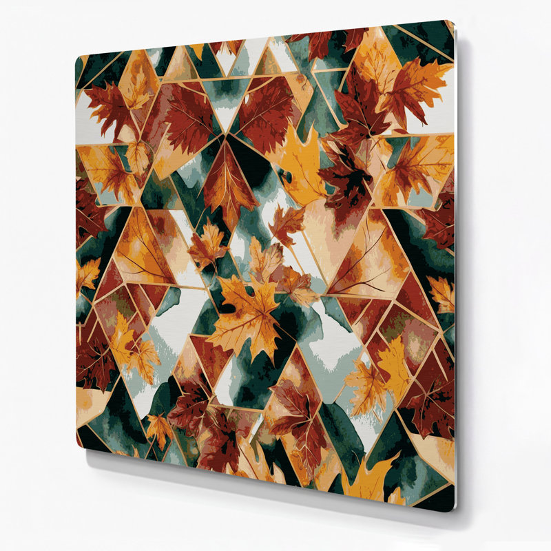 «Thanksgiving», motifs géométriques d'automne, art mural en métal beige, H 12 po x l 12 po x P 0,05 po