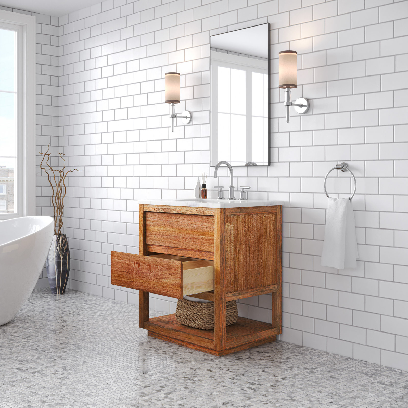 Romare 30" Carrara Marble Single Bathroom Vanity