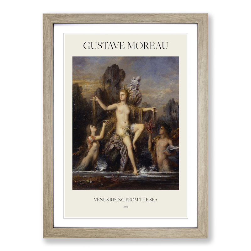 Venus Rising from the Sea by Gustave Moreau - Picture Frame Art Prints, 36cm H x 27cm W x 2cm D, Oak