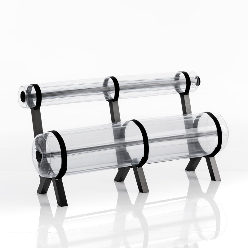 L150 Aluminium And Crystal Black PVC Bench, Clear