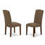 Ensemble de table de salle à manger 5 pièces pour 4 personnes comprenant une table de cuisine ronde avec piédestal et 4 chaises rembourrées en tissu de lin foncé, acajou-1869960863-1869960862-1800375220