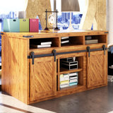 Mini Black Rustic Straight Design Non-Bypass Single Track Two Door Hardware Kit For Cabinet Use( Cabinet Not Included）