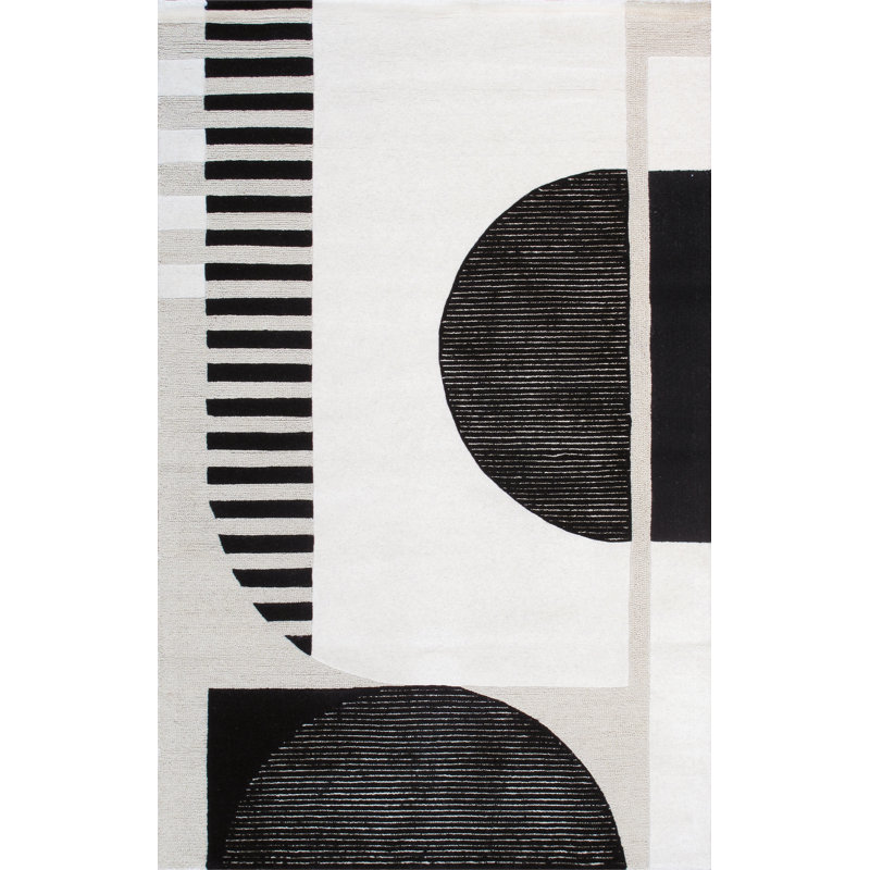 Edgy Hand Tufted Abstract Area Rug, Rectangle 5' x 8'