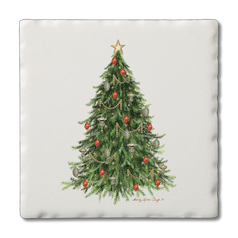O Christmas Tree Multicolor Tumbled Tile Coasters Set of 4
