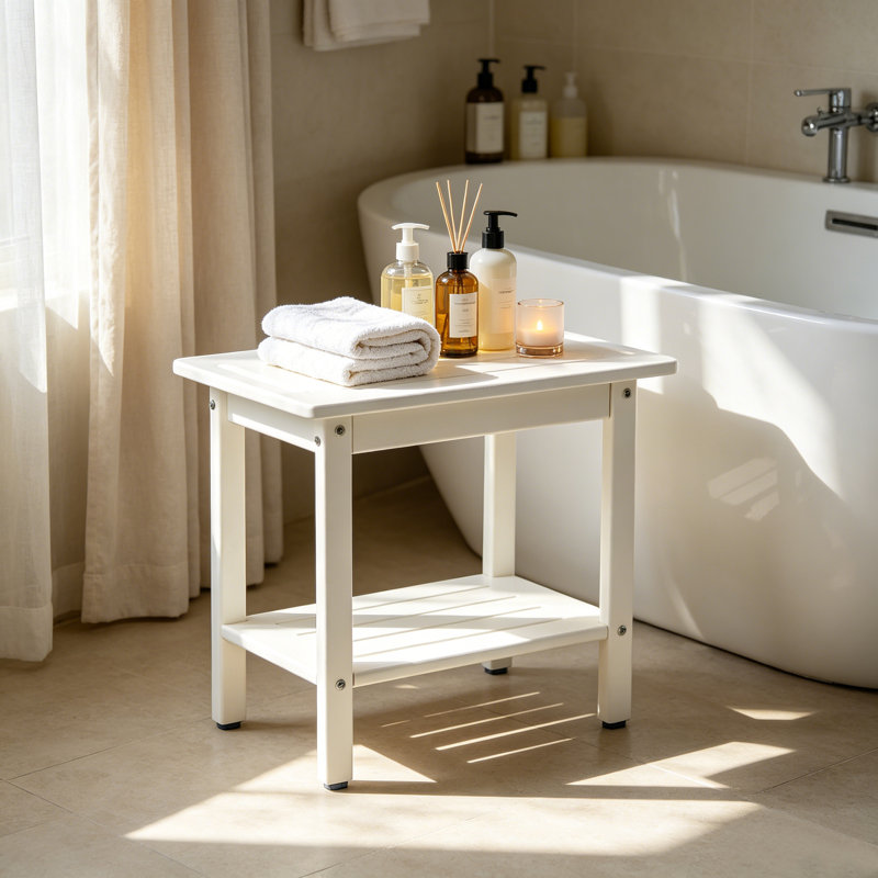 HDPE Shower Stool, White