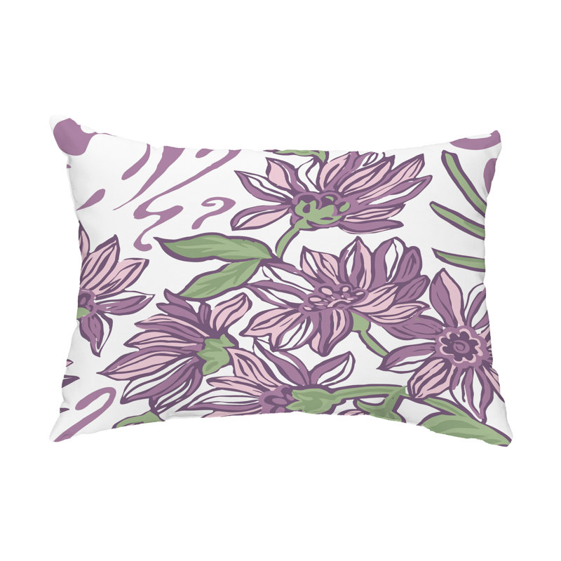 Iona Floral Outdoor Reversible Throw Pillow, Purple