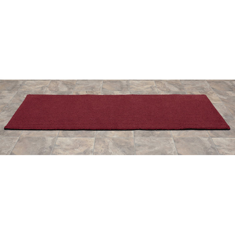 Viridian Nylon Bath Rug with Non-Slip Backing, Runner 22" x 60", Chili Pepper Red