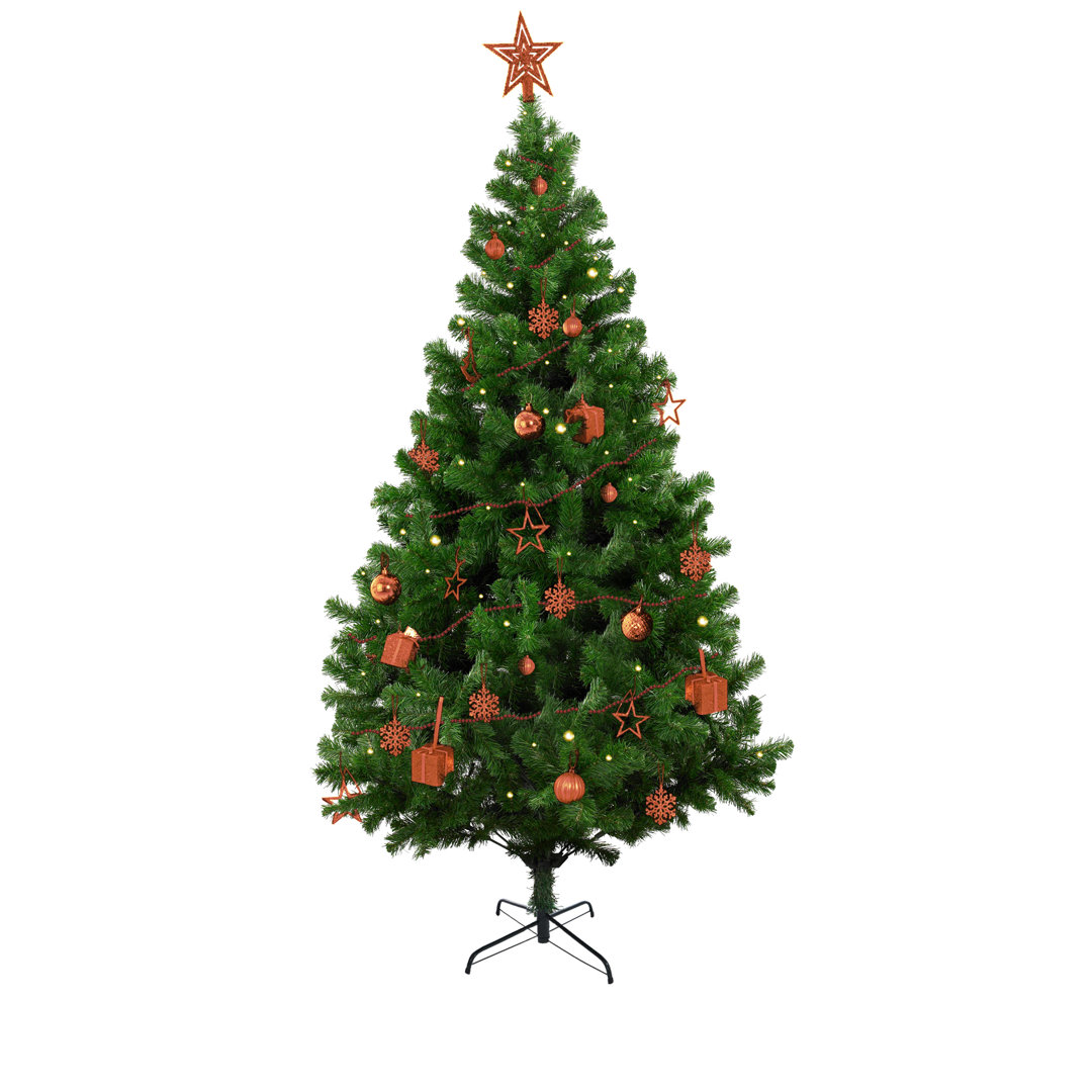 Künstlicher Weihnachtsbaum Grün mit Weihnachtsschmuck und Ständer