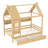 Full Size Solid Wood House Platform Bed for Kids with Storage Drawers, Window and Shelves, Natural-484103443