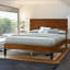Lit plateforme moderne en bois de pin massif avec tête de lit trois pièces Mid-Century moderne, sans sommier tapissier, brun-1119505488