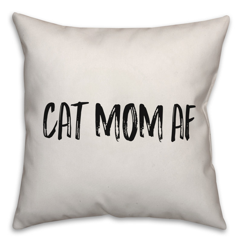 Coussin Cat Mom Af, 16 po x 1 po