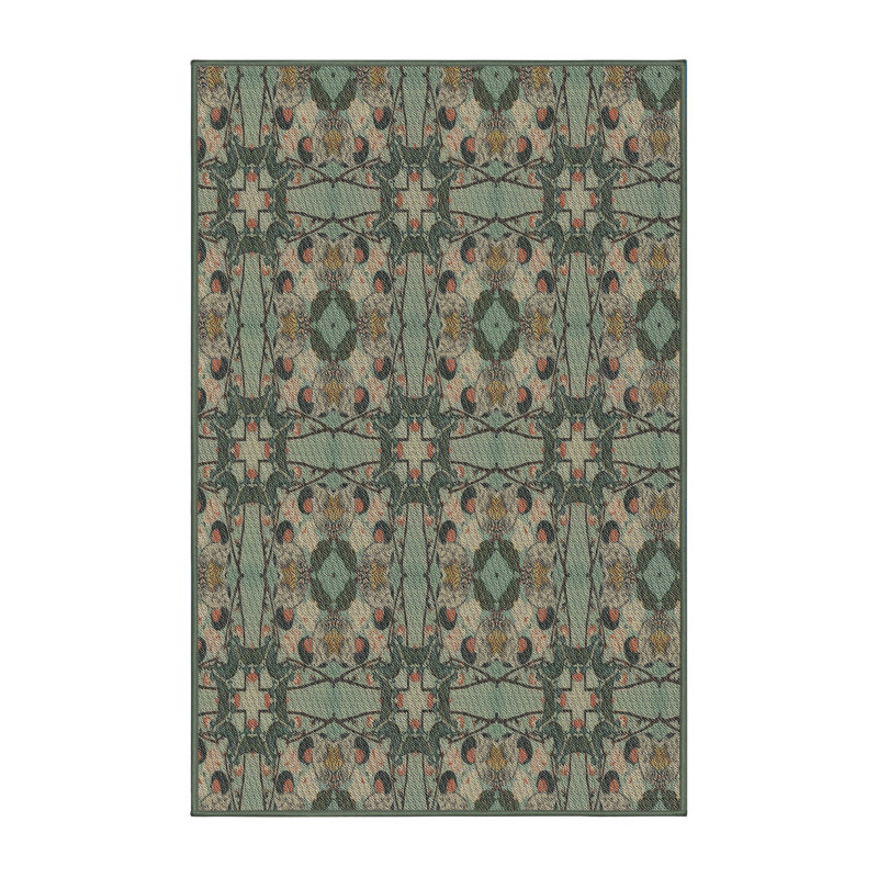Tapis vert/beige/brun à motifs Bellandra, Rectangle 2 pi x 3 pi
