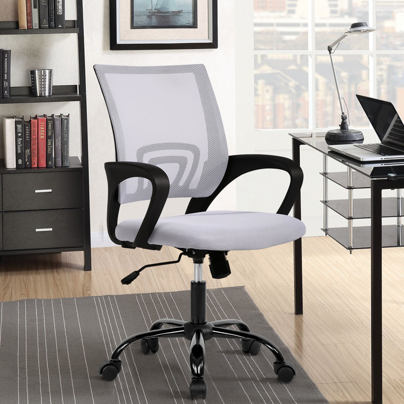 Chaise de bureau Fauteuil de bureau ergonomique en maille à hauteur réglable, Blanc