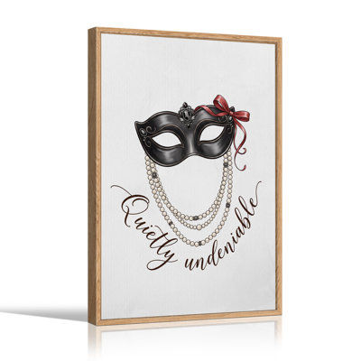 Black Masquerade Mask With Red Ribbon And Pearls Canvas Wall Art