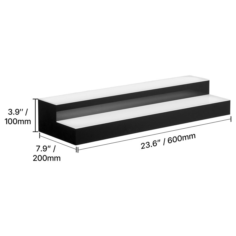 Présentoir de bouteilles de boissons alcoolisées à DEL avec 2 niveaux de 24 pouces, support pour USB, affichage de tablette de bar illuminé en acrylique avec télécommande RF et contrôle de l'application, 9 couleurs statiques, mode minuterie, pour 12 à 16 bouteilles