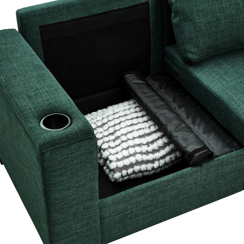 5 places, accoudoir carré avec porte-gobelet, fonction de rangement, assise rembourrée et confortable pour le salon, design, coussin à ressorts hélicoïdaux