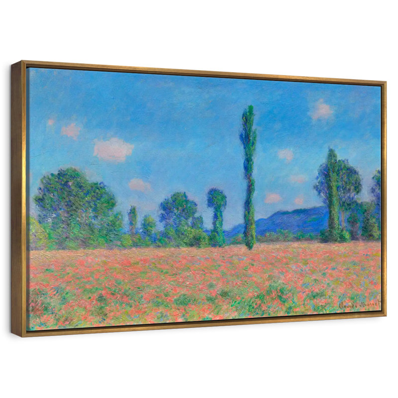 Champ de coquelicots, Giverny, 1891, 19 po x 13 po, Cadre flottant doré